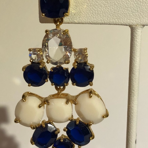 Navy & White Chandelier Earrings - Picture 3 of 4